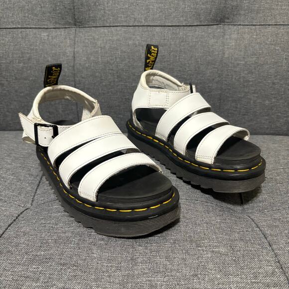 Dr. Martens Sandal US 6 EU 37 White Blaire Hydro Leather Gladiator Doc Martens - Picture 2 of 8